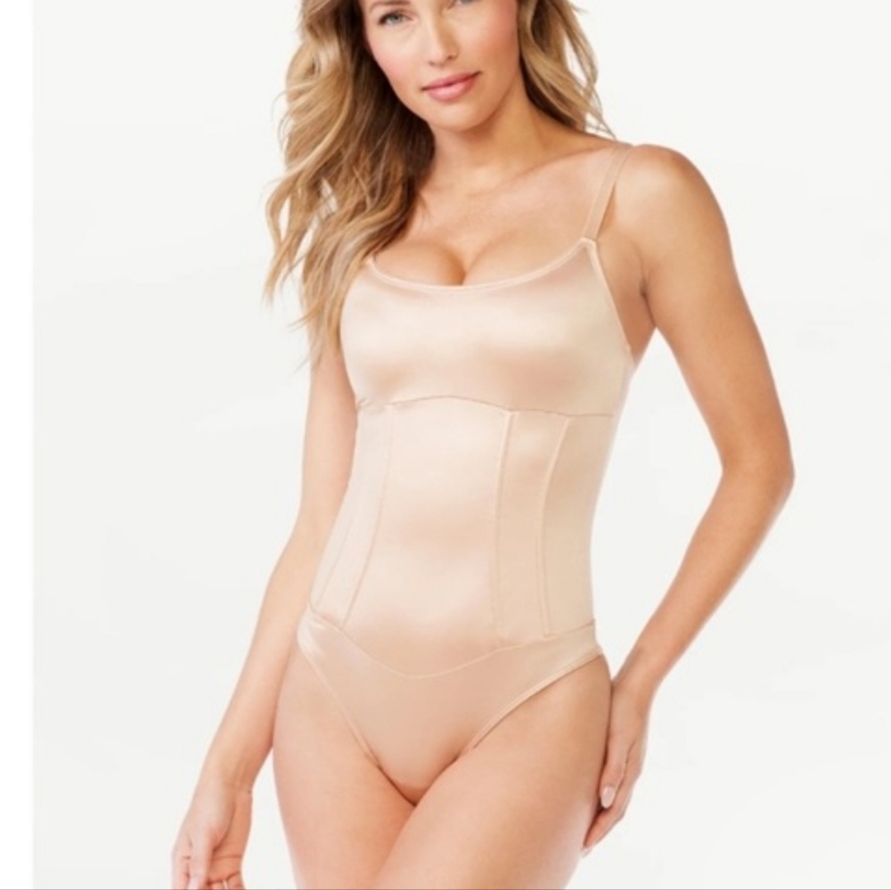 Sofia Intimates by Sofia Vergara Women's Satin Sculpting Corset Bodysuit Size L